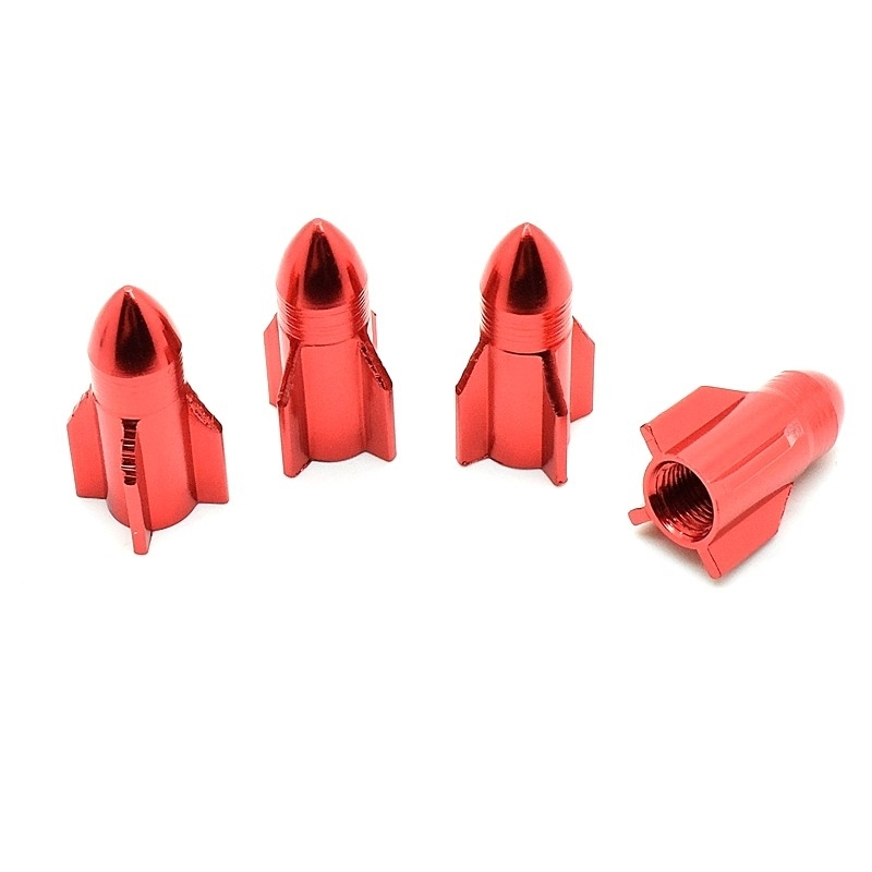 Funecobikes Bouchon De Valve Missile Rouge En Aluminium - Par 4 3 Funecobikes Bouchon De Valve Missile Rouge En Aluminium - Par 4