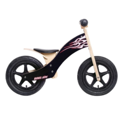 Draisienne Rebel Kidz Wood Air Bois, 12", Flammes Noir