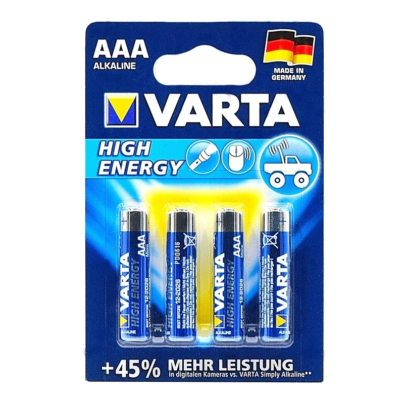 Lot De 4 Piles Alcaline, LR03 AAA 1.5 V High Energy, VARTA 4 Lot De 4 Piles Alcaline, LR03 AAA 1.5 V High Energy, VARTA – Image 2