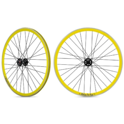 Funecobikes Roue Arriere Fixie Jante Jaune Moyeu Noir